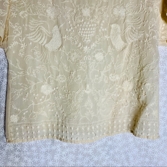 ZARA M floral and bird embroidered blouse top EUC - Picture 7 of 12